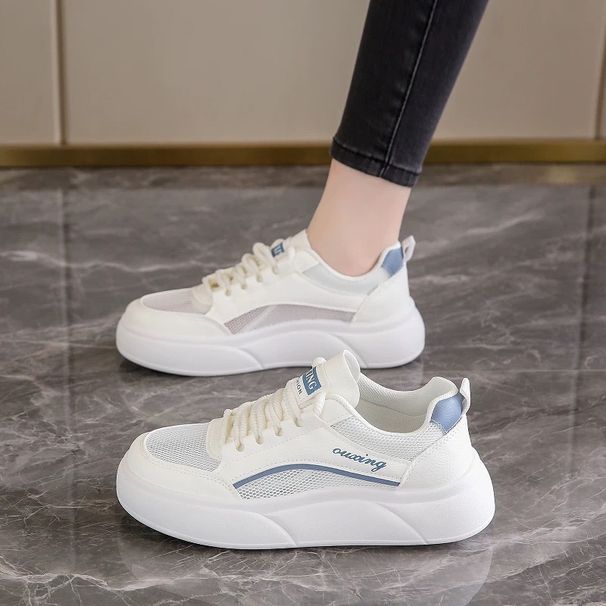 Summer Women's Shoes Breathable Hollow-Out Mesh Shoes, Korean Version Versatile Thick-Soled Sports Shoes, Casual Sneaker_vogvips.com