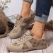 Retro style matching color flat lace-up casual shoes for women_vogvips.com