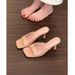 Summer Square-toe High-heeled Sandals For Women, Patent Leather Outwear Stiletto Slippers, Open Toe, One-piece Strap, Mid-heeled Sexy_vogvips.com