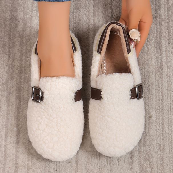 Women's Slip-On Winter Booties - Plush Faux Fur Lined House Shoes With Memory Foam (White/Brown/Black)_vogvips.com