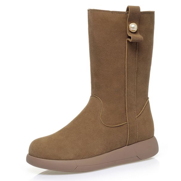 Comfortable Soft Leather Sheepskin Integrated Snow Boots, Winter Women's Shoes With Thickened Fleece For Warmth, New Wool Short Boots_vogvips.com
