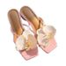 Women's Floral Square Toe Slides - Women's Chunky Heel Open Toe Sandals For Vacation_vogvips.com