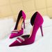 1363-K76 Banquet Women's Thickened Suede Shallow Mouth Pointed Side Hollow Ultra High Heels Water Diamond Buckle Single_vogvips.com