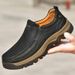 Men's Leather Shoes Large Size Outdoor Casual Thick Sole Non-Slip Soft Sole Slip-On Men's Leather Hiking Shoes_vogvips.com