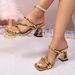 Square Toe Women's Sandals, New Summer Style, Plus Size, Unique Heel, High Heel, Flip Flops, In Stock._vogvips.com