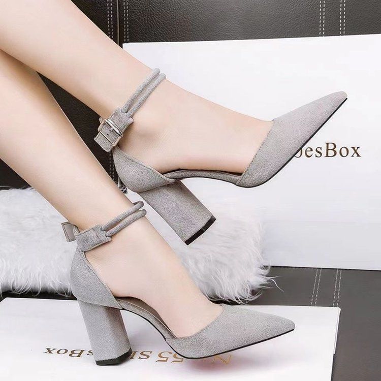 Pointed-toe High-heeled Shoes Women, 2026 New Summer Design, Unique Stylish, Chunky Heel, Suitable For Pairing With_vogvips.com