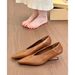 French-style Pointed-toe Retro Wedge-heeled Women's Shoes, Spring And Autumn Elegant Slip-on High-heeled Granny Shoes_vogvips.com