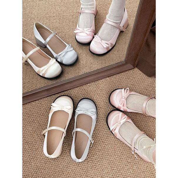 silver French-style Round-toe Shallow Thick-heeled Women's Shoes, 2026 New Spring And Autumn Model, Suitable For Pairing_vogvips.com