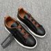 New Style Z Brand No-Tie Men's Sneakers Genuine Leather Low-Top White Lazy Elastic Band Slip-On Driving Shoes_vogvips.com