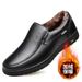 Spring And Autumn Men's Slip-On Soft Leather Versatile Business Casual Shoes, Fleece-Lined Warm Cotton Shoes_vogvips.com