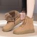 Autumn And Winter New Soft Leather Middle Aged Mom Short Boots Cotton Boots Middle Heels Middle Aged Cotton Shoes Wool And Velvet Snow Boots_vogvips.com