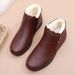 Mom's Winter Fleece-Lined Warm Short Boots, Flat Non-Slip Shoes For Middle-Aged And Elderly Women, Cotton Boots_vogvips.com