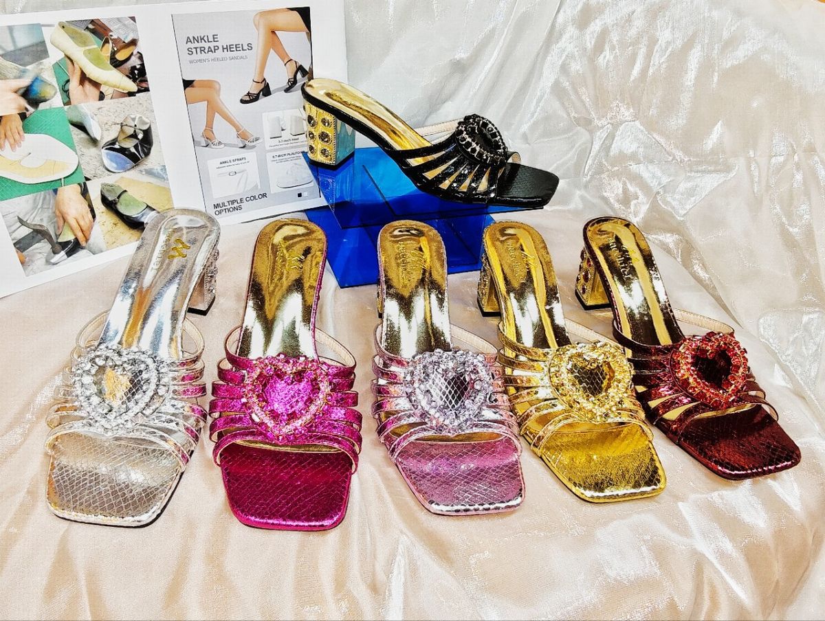 MTX Open-Toe Shiny High Heels 2025 Summer Square Toe Strap Sandals For Women Comfortable Outdoor Wear With A Sense Of_vogvips.com