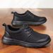 Euro Step Men's Casual Summer Breathable Mesh Black Lace-up Comfortable Work Trendy Versatile Sneakers Running Shoes_vogvips.com