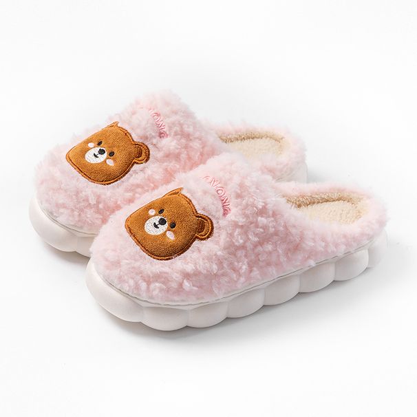 New Cartoon Bear Autumn Winter Versatile Thick-Soled Home Outdoor Warm Non-Slip Casual Cotton Slippers_vogvips.com