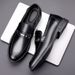 Men's Genuine Black Leather Shoes, Korean British Style, Trendy Casual Business Sports Formal Slip-on Shoes Men,_vogvips.com