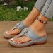 New Plus Size Women's Flip Flops For Casual Wear, Comfortable And Thick Soled Rhinestone Beach Sandals_vogvips.com