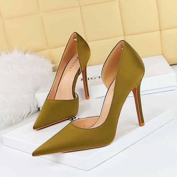 Elegant Pointed-Toe Stiletto Heels With Side Cut-Out Design - Satin Evening Pumps For Women (Sizes 34-43) Women's Shoes, Single Shoes_vogvips.com