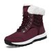 Women's Winter Snow Boots With Thick Fleece Lining, Water-Resistant Synthetic Leather Upper, Non-Slip Rubber Sole For Outdoor Activities_vogvips.com