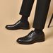 Men's Leather Business Casual 2024 Spring New Cowhide Lace-up Flat Black Professional Work Shoes_vogvips.com