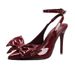 Butterfly Knot High Heel Patent Leather Elegant Sexy Pointed Toe Wedding Banquet Party Back Strap Sandals European And_vogvips.com