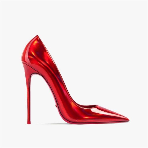 Women S Chic Laser Pointed Toe Pumps High Heel Slip On Dress For Evening Party Wear Stiletto Sexy Red Sole_vogvips.com