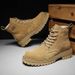 Autumn And Winter Leather Martin Boots Men's High-top British Retro Tooling Boots Thick-soled Heightening Matte Leather Short Boots Rhubarb Boots_vogvips.com