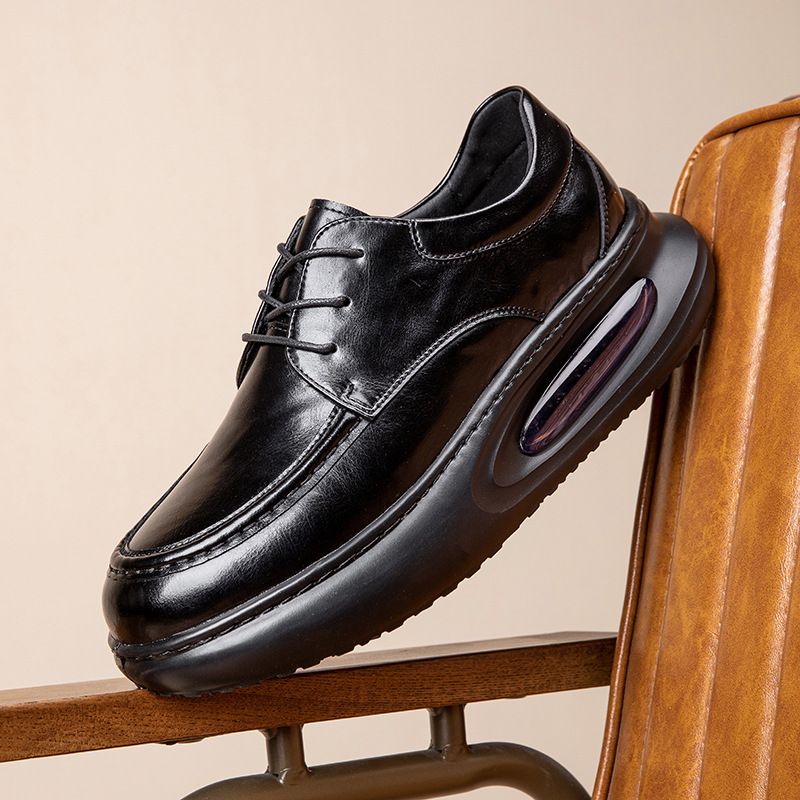 Spring Air Cushioned Genuine Business Casual Leather Shoes, Men's British Thick Soled Shoes With Increased_vogvips.com