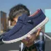 Linen Canvas Slip On Boat Shoes Elastic No Tie Laces Lightweight Breathable Casual Walking Loafers For Men_vogvips.com