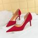 3226-A2 Korean Edition Simple Thin Shallow Notched Pointed Side Hollow Professional OL Versatile High Heel Shoes Women's_vogvips.com