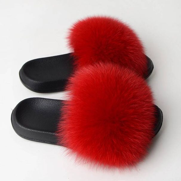 Fox For Women Luxury Designer Sandals On Summer Furry Slippers Flip Flops Shoes Outdoor Raccoon Fur Slides_vogvips.com