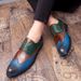 New Block Color Matching Large Size Leather Shoes Men's Fashion Trend Pattern Formal Leather Shoes_vogvips.com