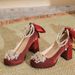 Women's Shoes Mary JaneElegant Mary Jane Chunky Heels Comfortable High Heels For Women, Red Satin Bridal Shoes Weddings Parties Daily Wear_vogvips.com