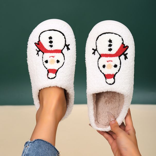Cross-Border Christmas Element Cotton For Women, Autumn And Winter Simple Home Indoor Soft Sole Silent Warm Fleece-Lined_vogvips.com