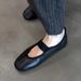 Sheepskin Version~ Soft Leather Flat Retro Ballet For Women Mary Jane Shoes Versatile Commuting Single Strap Shallow_vogvips.com