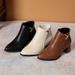 Women's Pointed Toe Ankle Boots Plus Size British Style Mid Heel Cross Zipper Chunky Martin Boots Solid Black Over-the-Ankle PU Suede_vogvips.com