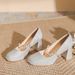 Women's Shoes Champagne Bridal Shoes Square Toe Mary Jane Pumps With Chunky Heel Platform Comfortable Dress Shoes For Wedding & Special Occasions_vogvips.com