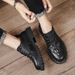 Brogue Shoes For Men, Genuine Leather, Business Formal First-Layer Cowhide, Black Crocodile Pattern, Thick-Soled Casual_vogvips.com