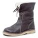 Autumn Round Toe Casual Front Lace-up Low Tube Solid Color Women's Flat Large Size Winter Snow Boots_vogvips.com
