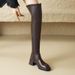 Women's Genuine Leather Over-the-knee With Chunky Heels, Slimming High-tube For Autumn And Winter, Square-toed_vogvips.com