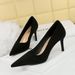 7236-8 Fashionable And Minimalist Slimming Women's Shoes With Thin Heels, Shallow Mouth, Pointed Suede Single Shoes,_vogvips.com