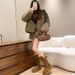 Thi Bot Winter Snow Boots Women's Fce Lined Thiened 2024 New Faion Versatile Belt Bule Warm Mid Calf Boots_vogvips.com