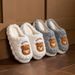 New Cartoon Bear Autumn Winter Versatile Thick-Soled Home Outdoor Warm Non-Slip Casual Cotton Slippers_vogvips.com