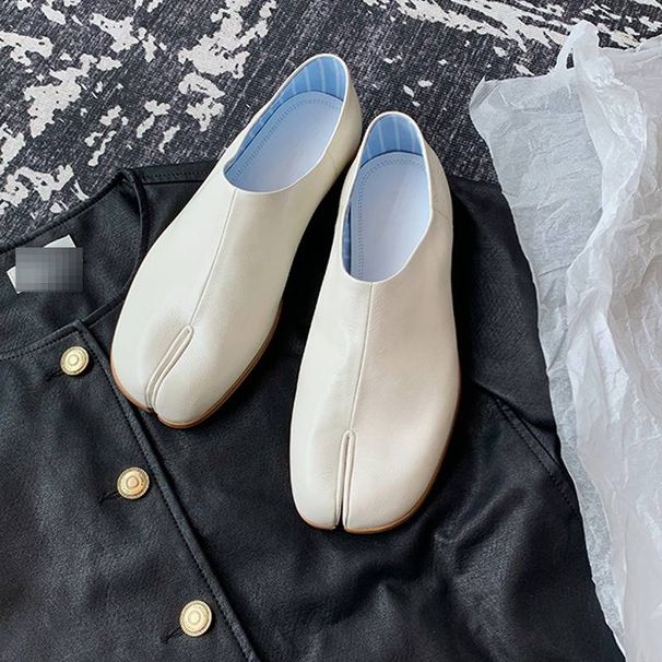 Women's Slip-On Split-Toe Flat Shoes - Breathable Summer Casual Loafers With Soft Rubber Sole (Black/Beige/Silver Crackle)_vogvips.com