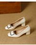 French Square Head Thick Heel High-heeled Shoes Burst Style Is Light And Easy To Wear Daily Commuting Feet Shallow Mouth Single Shoes_vogvips.com