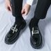 Korean Style Spring Thick-Soled Business Loafers For Men Fashion Glossy Height-Increasing Leather British Open-Toe_vogvips.com