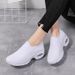 Women's Comfort Platform Loafers - 3cm Air Cushion Rocker Sole (Breathable Sock Design) - Slip-On Casual Shoes For Dance & Daily Wear (Size 35-42)_vogvips.com