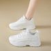 White Women 2024 New Leather Chunky Sneakers Women's Sports Thick Tennis Vulcanized Basket Platform Shoes_vogvips.com