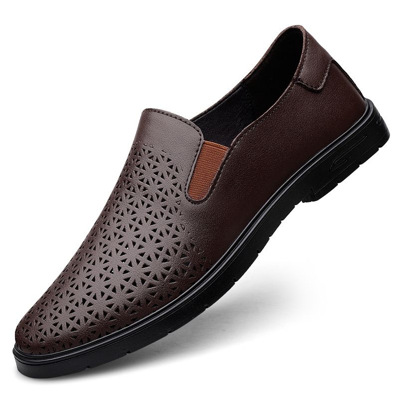 Men's Shoes Loafers Shallow Mouth Foot Cover Men's Casual Leather Shoes Men's Soft Sole Lazy_vogvips.com