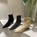 2025 Autumn Winter Pointed Toe Stiletto Elastic Internet Celebrity Slim Mid-Calf Suede High Heel Fleece Commuter Short_vogvips.com
